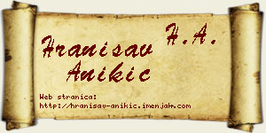 Hranisav Anikić vizit kartica